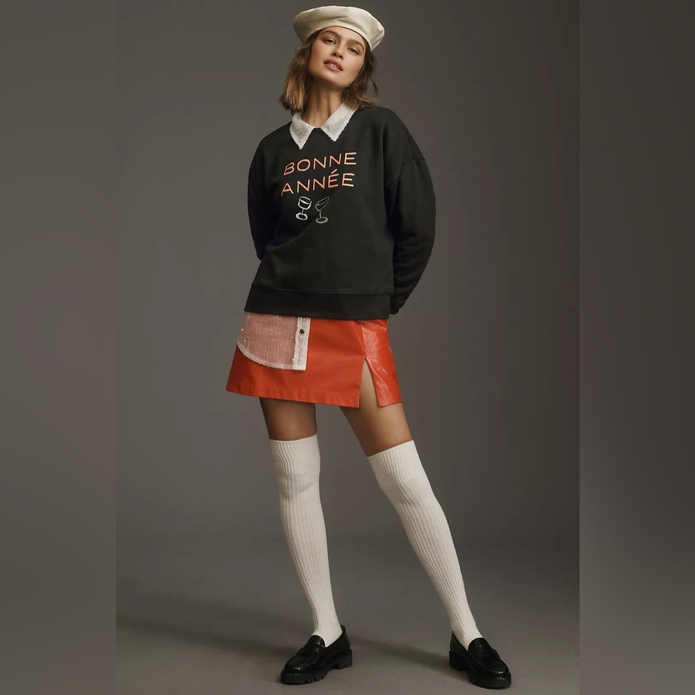 Anthropologie Phthalo Ruth Bonne Annee Medium petite cocktail party sweatshirt